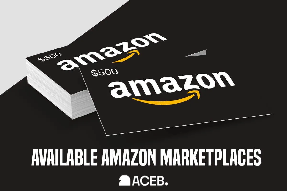 Available Amazon gift card marketplaces on ACEB.com