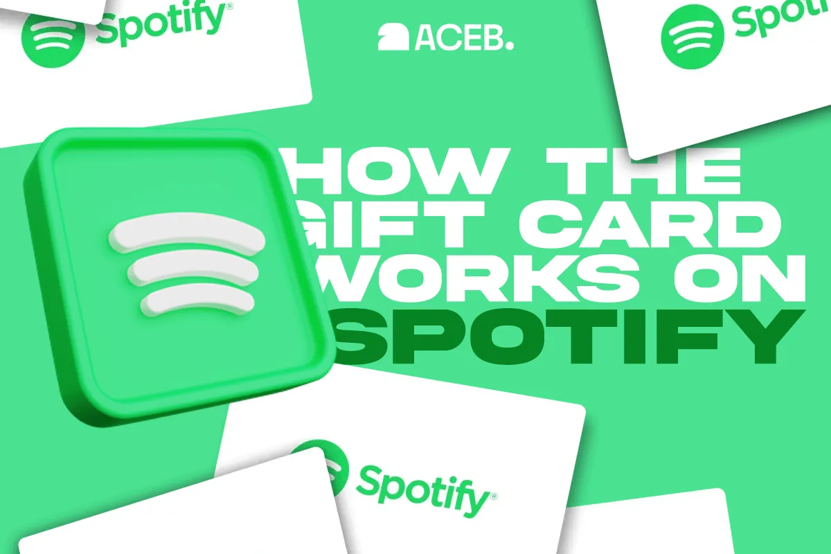 Illustration showing how Spotify gift cards work with branded cards and Spotify visuals by ACEB