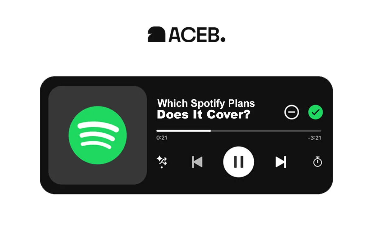 Spotify Premium plans coverage overview displayed in a music player interface by ACEB