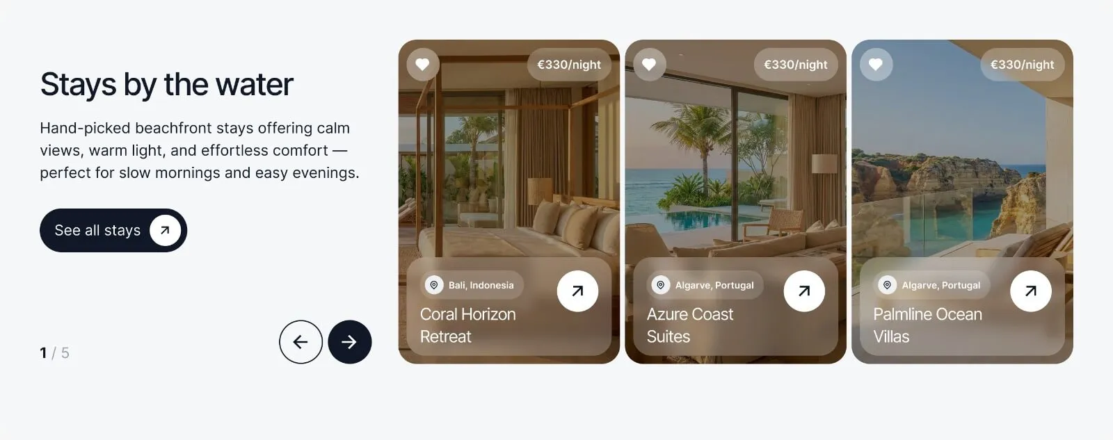 Trip1 hotel stays carousel for crypto-friendly travel booking